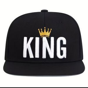 KING Crown Embroidery Baseball Cap Black Hip Hop Snapback Hat Unisex Casual Spor